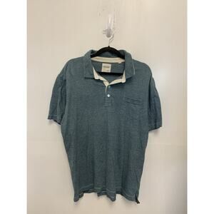 Billy Reid Polo Shirt Men Size XXL Blue Cotton Short Sleeve